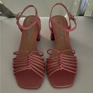 Braided Ankle Strap Block Heel Sandals